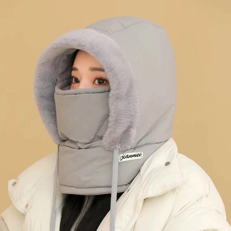 Winter Warm Lei Feng Hat for Men and Women, Autumn and Winter Cycling Ear Protection with Thick Velvet and Anti Cold Face Mask, Neck Integrated Hat
