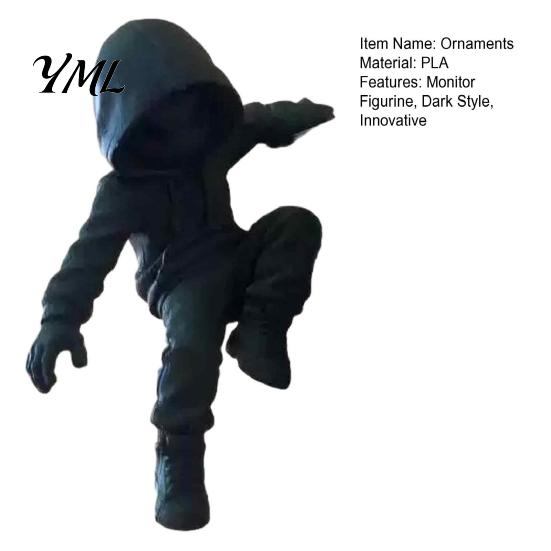 Minimalist Office Workspace Decor Dark Hooded Villain Monitor Figurine, Cool Faceless Hanging Ornament, Creative Climber Statue PLA Desktop