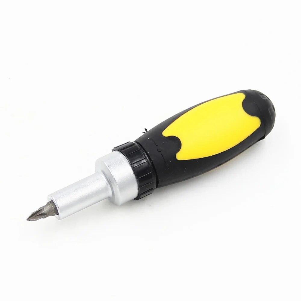 1buc mâner drept 1/4 șurubelniță cu cap de lot, pozitiv și negativ, cheie cu mâner cu clichet, tijă de extensie pentru șurubelniță de 6,35 mm