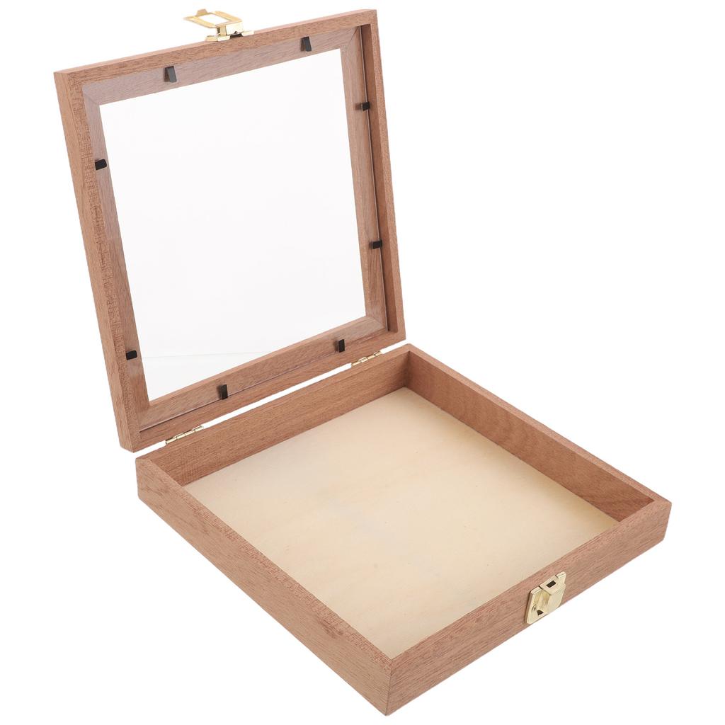 Small Sapele Wooden Storage Box Square Natural Wood Transparent Display Jewelry Organizer Dry Flower Keepsake Butterfly Specimen