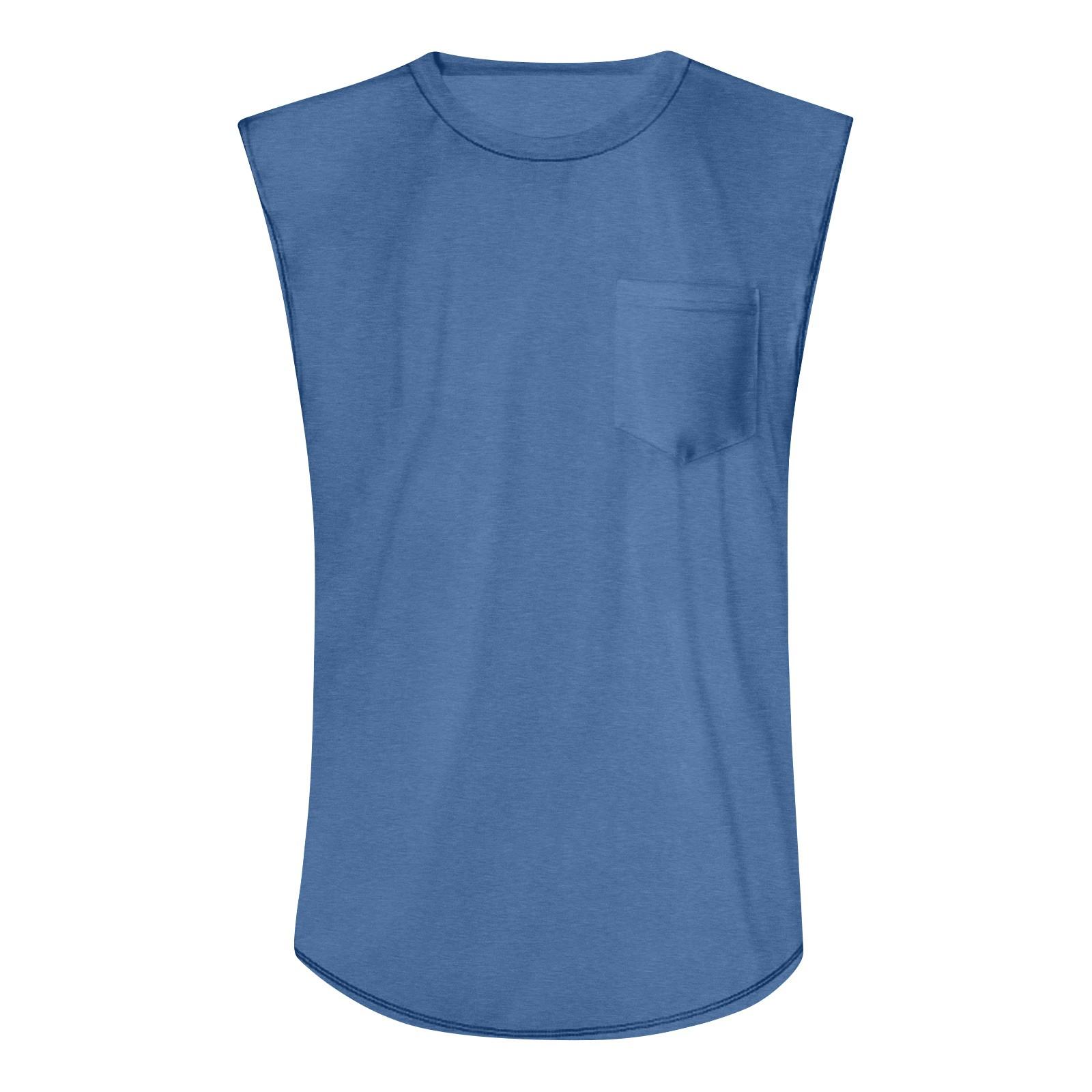 

Мужской летний однотонный спортивный жилет с карманами, мужской спортивный повседневный жилет XXXL синий