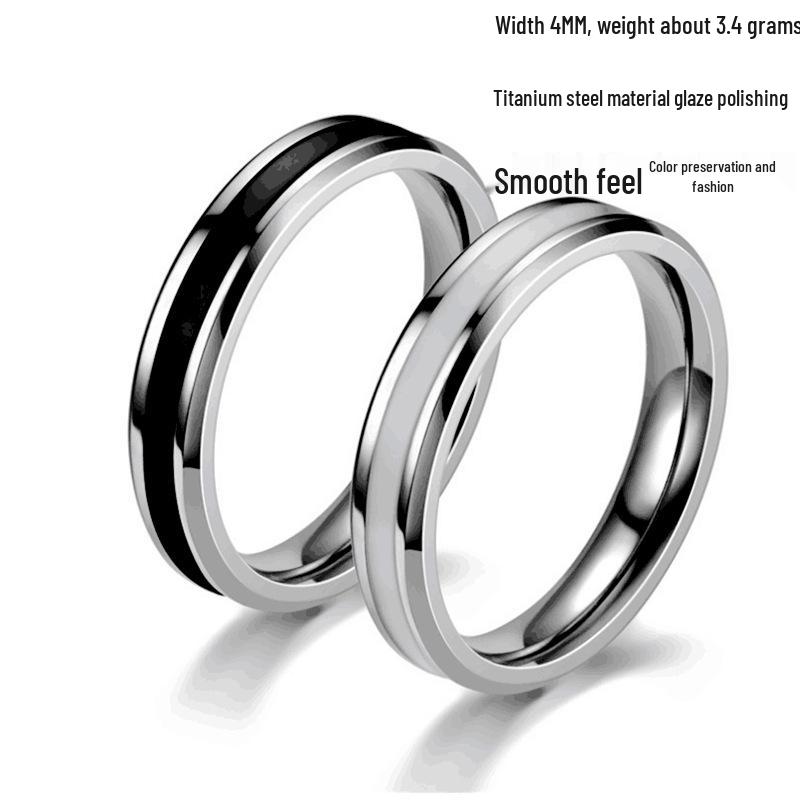 European & American Fashion Oil Drop Couple Rings - Stainless Steel, Korean Style Jewelry