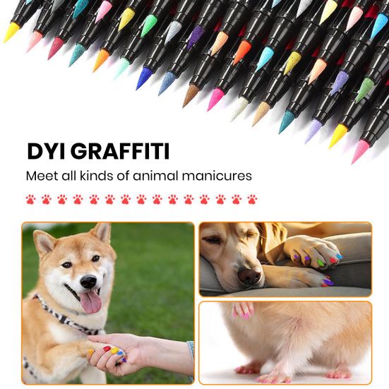 Yousheng 12 Colors Pet Nail Art Pen Set Quick Dry Brush Fun Creative Pet Paw Nail Polish Pens DIY Pet Manicure Supplies for Puppy Cat Small