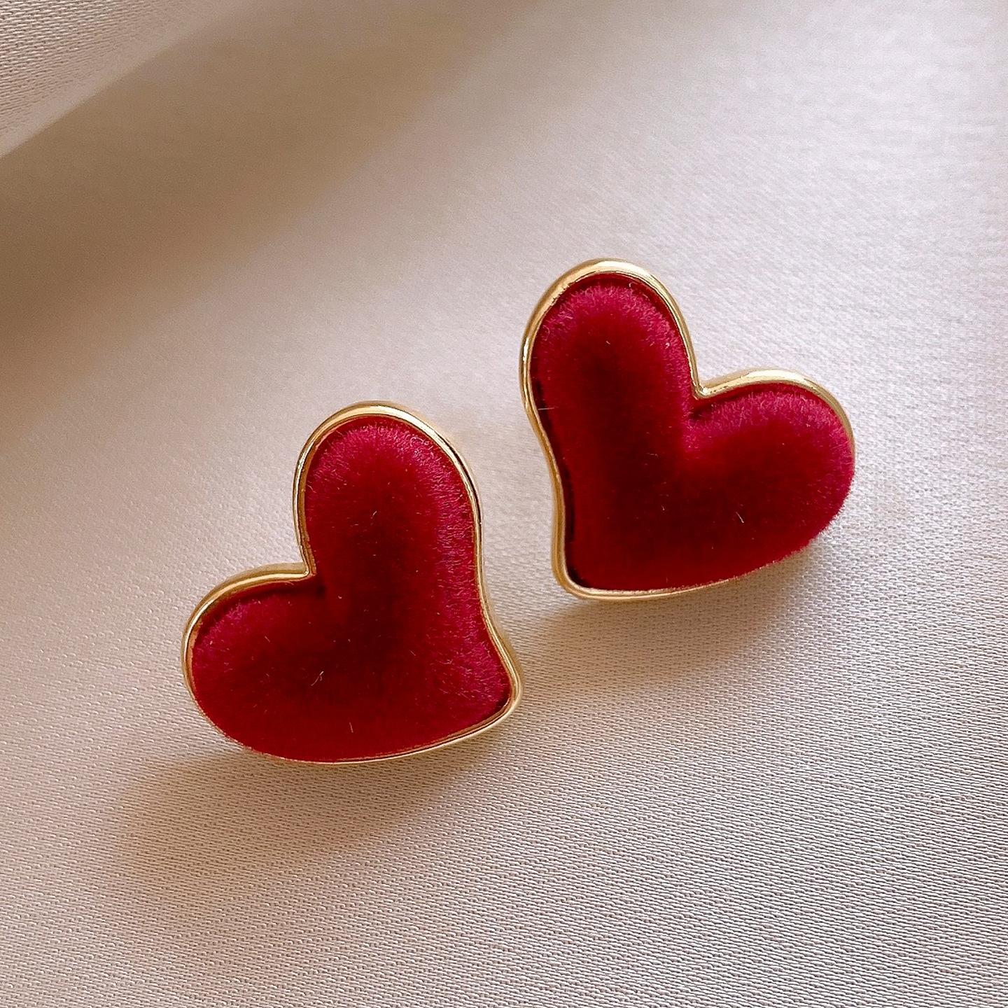 Ретро серьги-гвоздики с флоком в гонконгском стиле, серьги для осенне-зимнего образа, женские