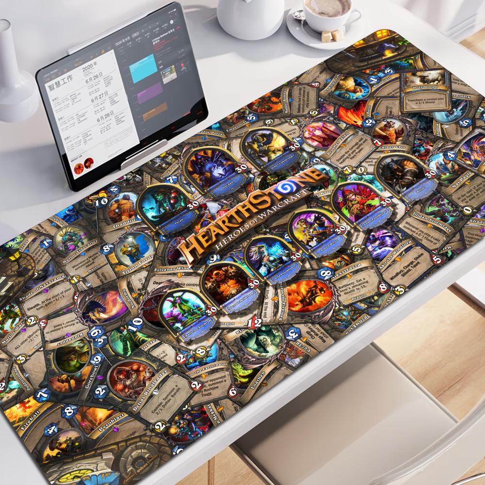 Hot selling item Hearthstone electronic sports Locking edge Gamer Large HD Print Computer Desk Locking Edge Keyboard Mouse Pad