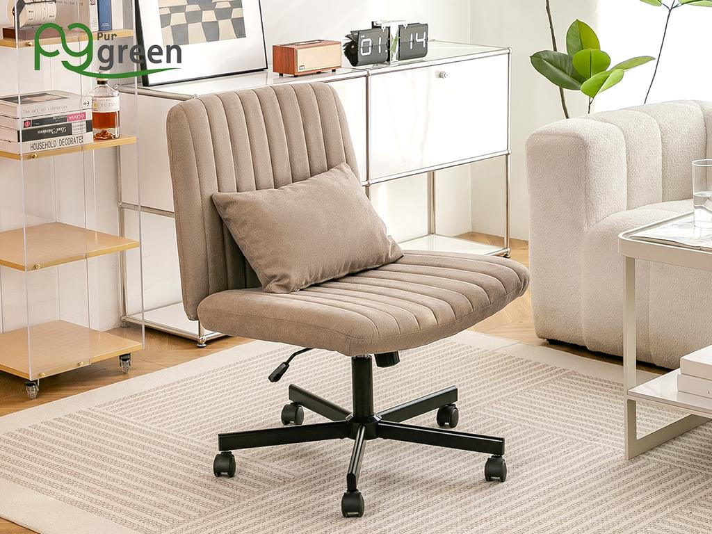 Modern Home Office – Height-Adjustable Swivel Chair without Armrests with Quiet Casters & Cushion – Elegant Fabric Chair for Study & Living Room