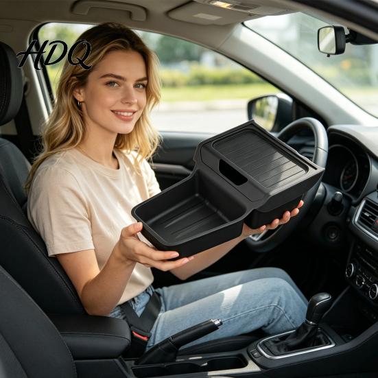 Rear Trunk Storage Bucket under Screen Organizer for Tesla Model Y Center Console Box Dual-section Armrest Tray 2025 2026 Accessories