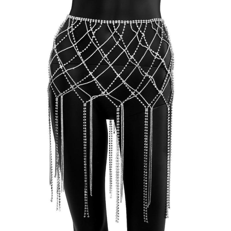 Fashion Rhinestone Waist Chain Beach Swimwear Accessories Full Diamond Shiny Nightclub Bikini Body Chain Women