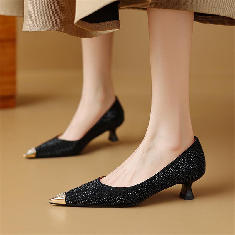 Fashion New Spring Summer Women Pumps Shoes for Women Fashion Metal Pointed Toe Shoes Concise High Heels Zapatos De Mujer Ladies Shoes