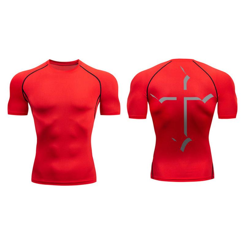 Cross Print Compression Shirt for Men Christian Sporty Quick Dry Tshirt Tees Tops Gym Workout Fitness Undershirts Baselayers