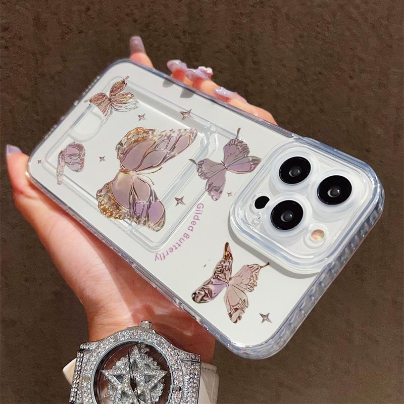 Card Slot Holder Silicone Wallet Pocket Case For Samsung S25 S24 S23 Ultra Xiaomi Redmi Note 13 12 11 iPhone 17 16 14 Pro Max Cover Clear Phone Bumper