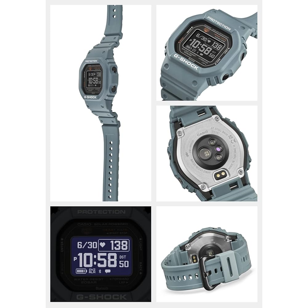 Casio G-Shock-klocka (Officiell japansk produkt) G-SQUAD med Bluetooth-pulsmätare, DW-H5600-2JR, Herr, Ljusblå