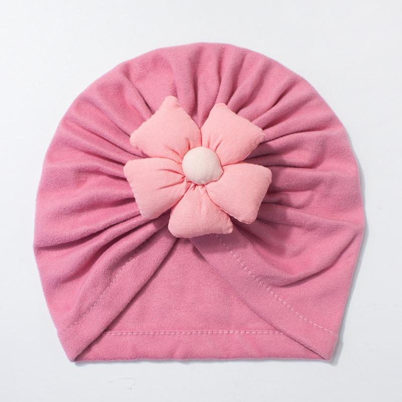 New children's hats, cute five-petaled flower baby pullover hats, soft and comfortable baby caps