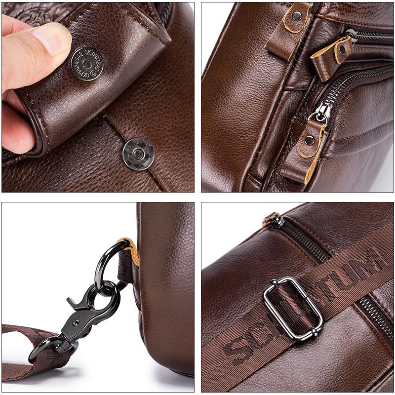 Genuine Leather Crossbody Bag for Men, Retro and High-end Style Men's Front Crossbody Bag
