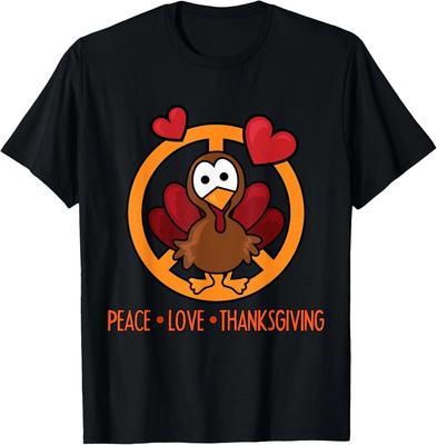 Funny Turkey Thanksgiving Peace Love Thanksgiving T-Shirt