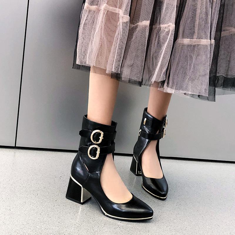 Fashion Women's Spring and Autumn Cool Boots Large 48 Small 32 Patent Leather Versatile New Single Shoes High Heels Women's Shoes