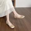 Flat-bottomed ballet single shoes women's inner height increase bow word belt Mary Jane shoes