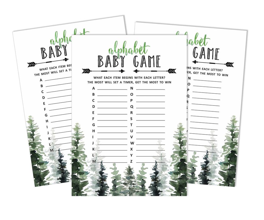 Inkdotpot 50 BabyA  AlphabetA  ABCA  GameA  Greenery Baby Shower Game Greatest Adventure Party