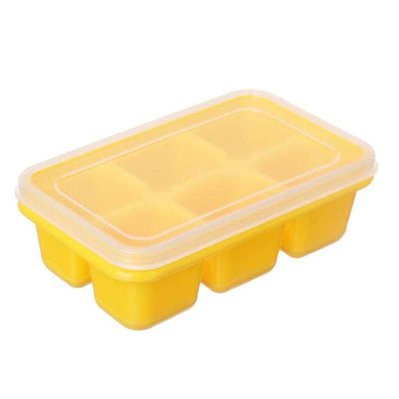 Silicone Ice Cube Mould With Diy Lid 6 Grid Soft Bottom Ce Cube Mold Square Fruit Ice Cube Maker Tray Kitchen Bar Tools Acces