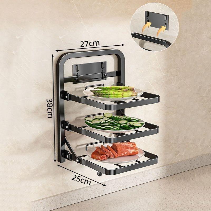 Kitchen Foldable Storage Holders Wall Vegetable Organize Rack Multifunctional Display Stand Modern Home Organizing Accessories