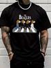 T-shirt Parodie Drôle Unisexe The Beagles Dog Abbey Road Blanc Coupe Ample Col Rond Manches Courtes Décontracté Graphique Musical