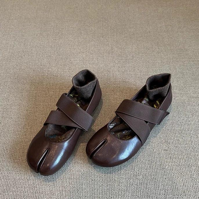 

Нишевый дизайн обувь с раздельным носком женская 2025 новая эластичная повседневная обувь Мэри Джейн ретро универсальная обувь на плоской подошве 40