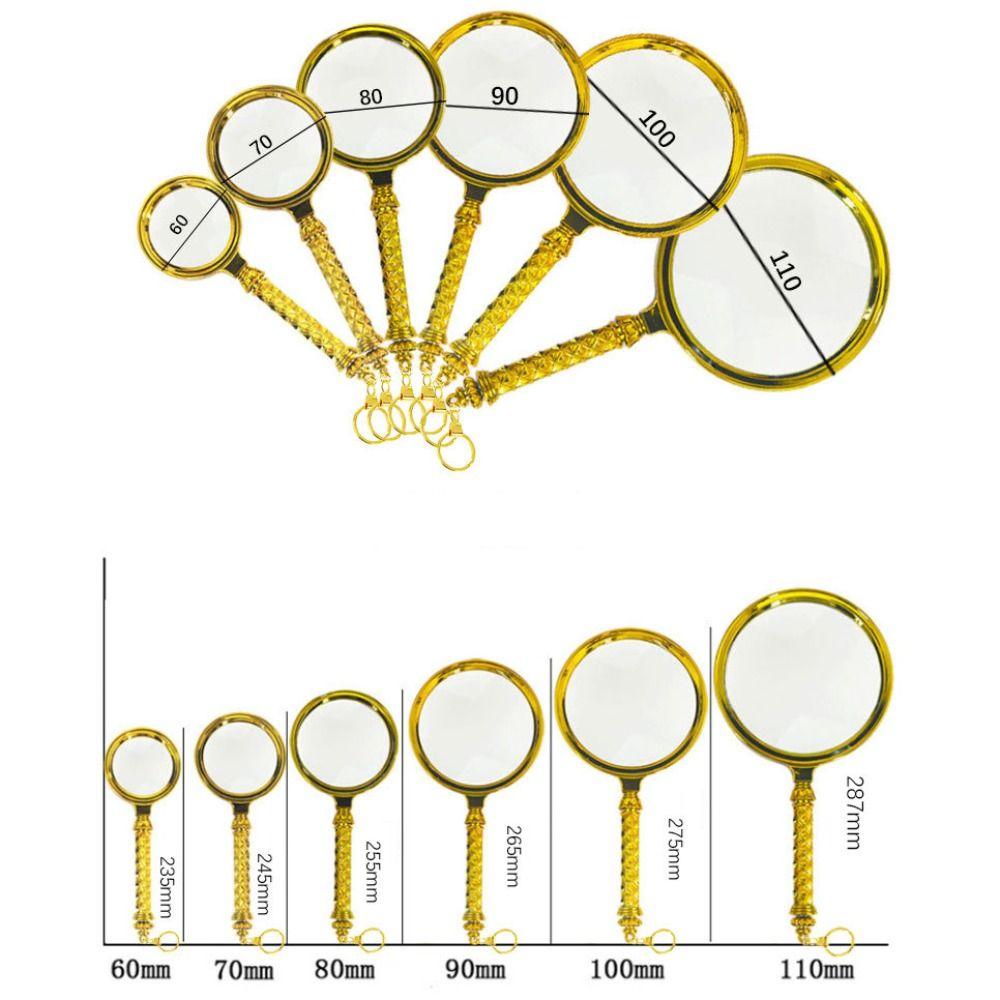 Gold Magnifying Glass Glass Lens Pocket Tool Retro Delicate Pattern Handle  Newspaper Reading