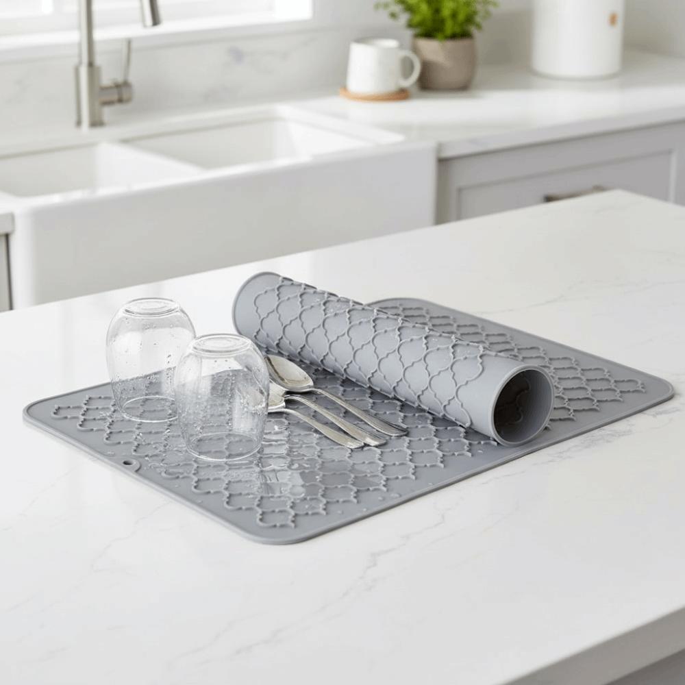 Anti-slip Dish Drying Mat Heat-resistant Pot Mat Multi-functional Tableware Drain Pad  Cup
