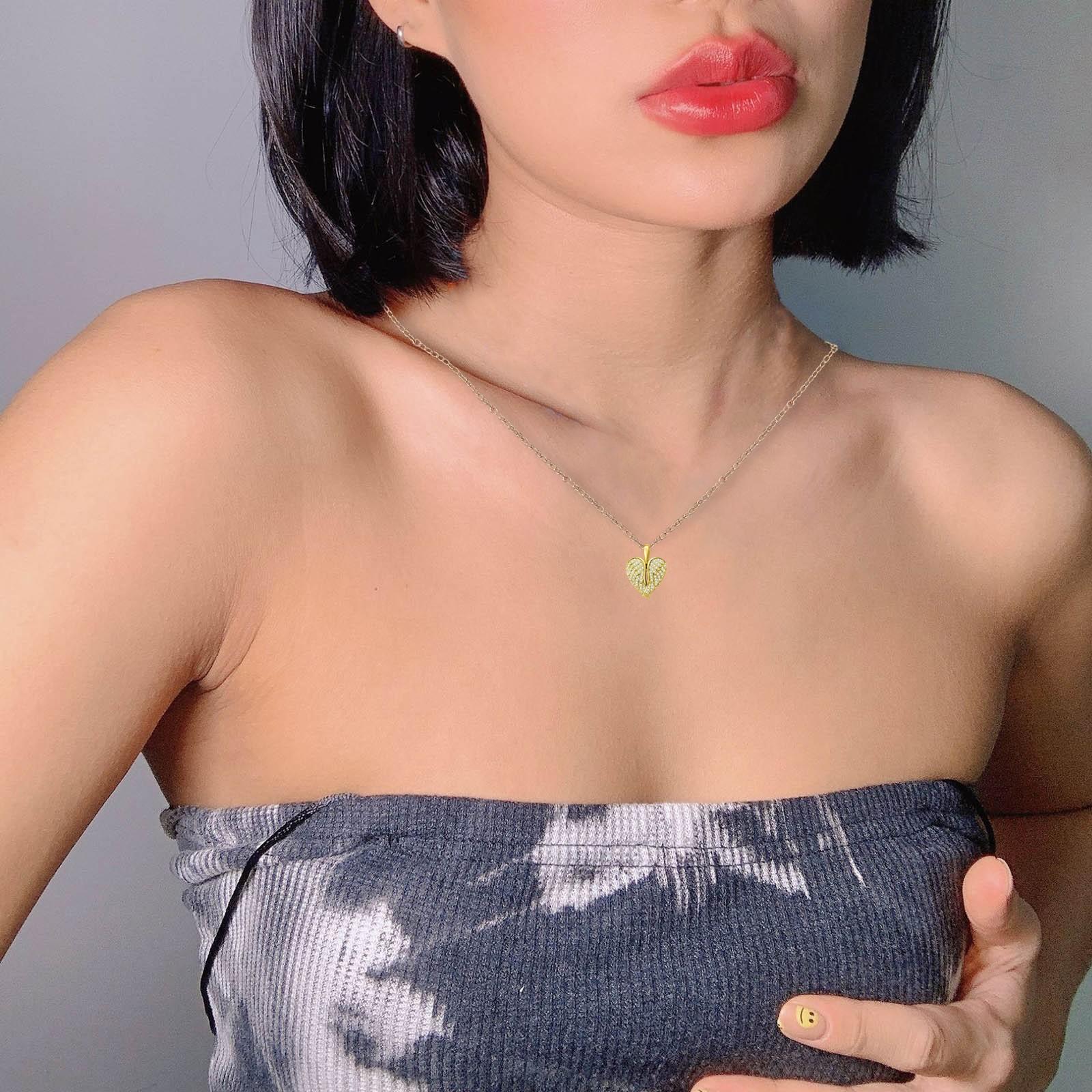 

Модное раскладывающееся двухслойное ожерелье в форме сердца One Size золотой