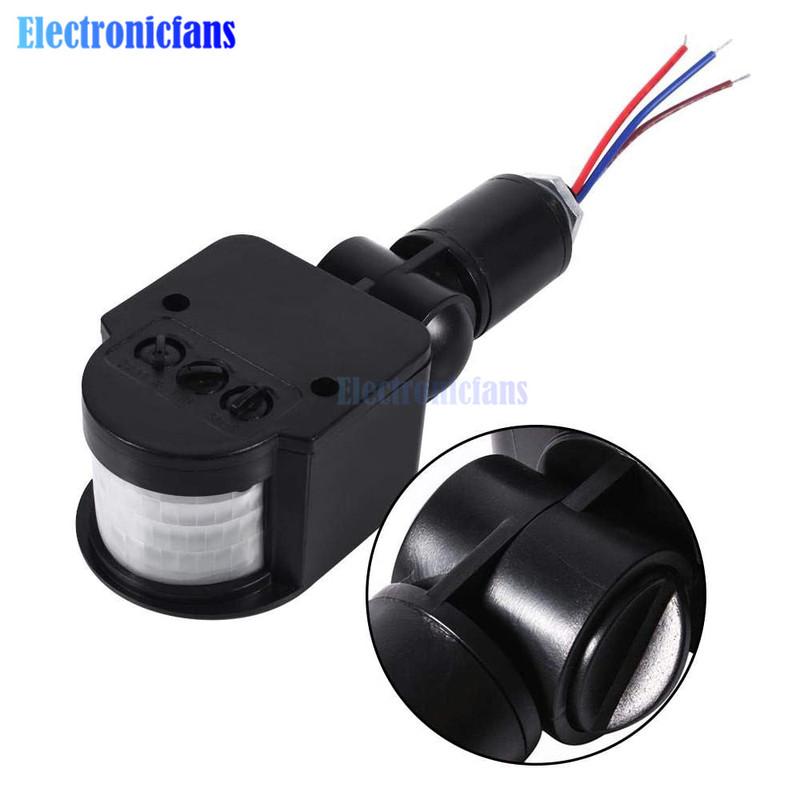 DC 12V Motion Sensor Motion Detector Automatic Infrared PIR Sensor 180 Degree Rotating Outdoor Automatic Control Light Switch чёрный