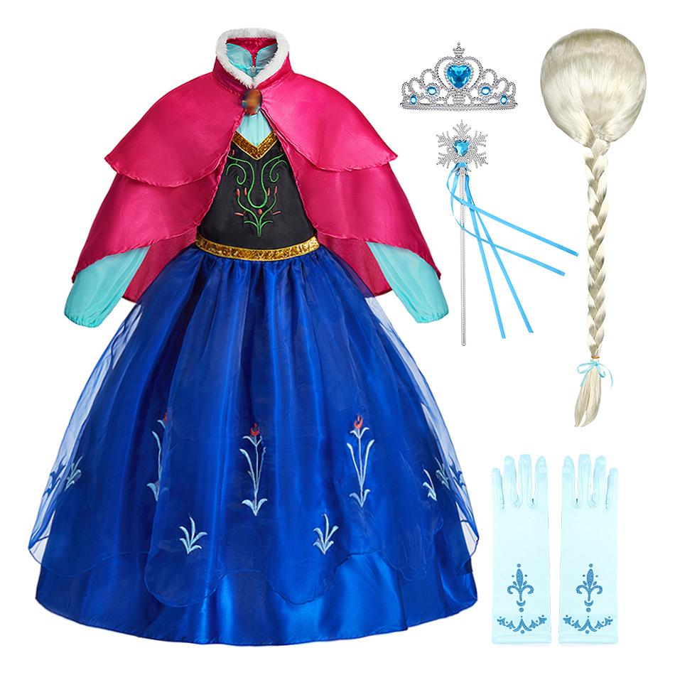 Girls Snow Queen Cosplay Costume Child Ball Gown Clothes Halloween Costume Girl Elsa Princess Dress Kids Christmas Anna Dresses