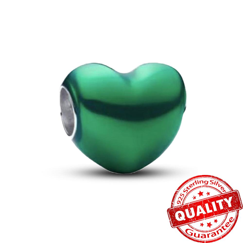 Dazzling Copper Metal Colorful Series Heart Charm Fit Original Bracelet Diy Jewelry Accessories Heart Beads