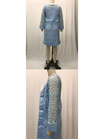 Damski dwuczęściowy komplet: koronkowy kardigan i sukienka