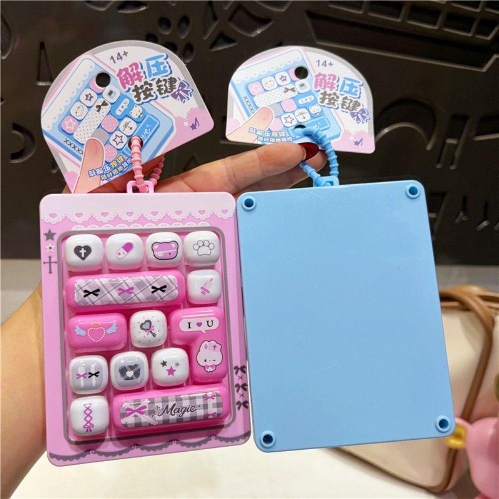 Cartoon 14 Keys Keyboard Keychain Cute Stress Relief Fidget Toy Student Gift