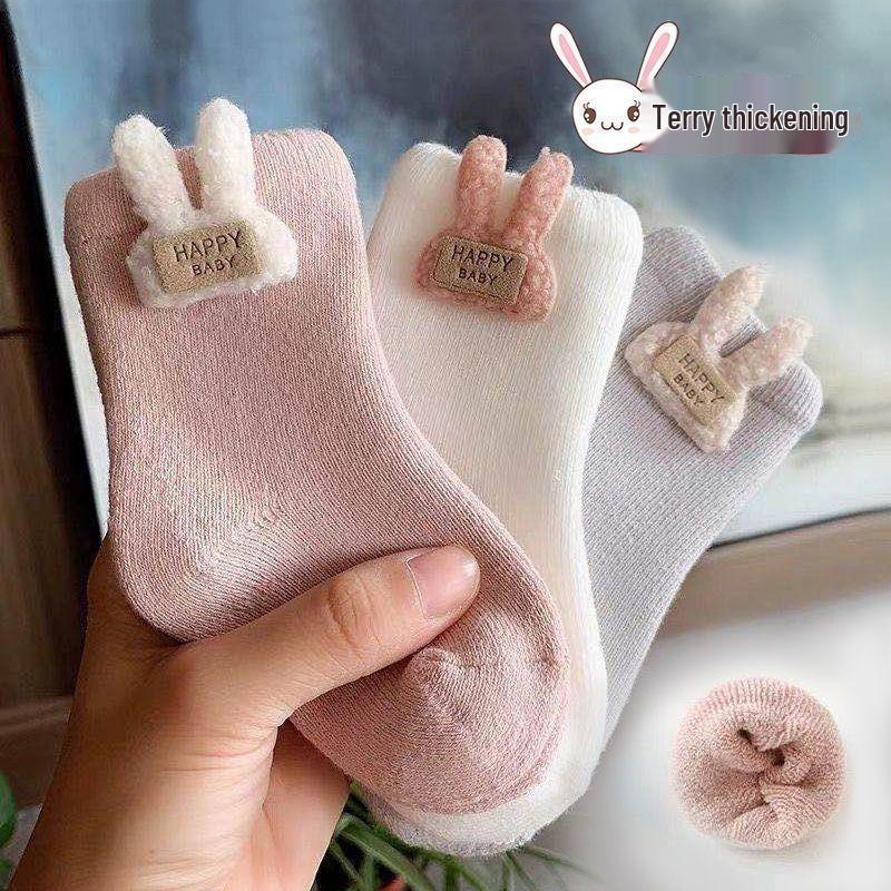 Autumn/Winter Newborn Mid-Calf Plush Terry Cotton Socks for Boys and Girls