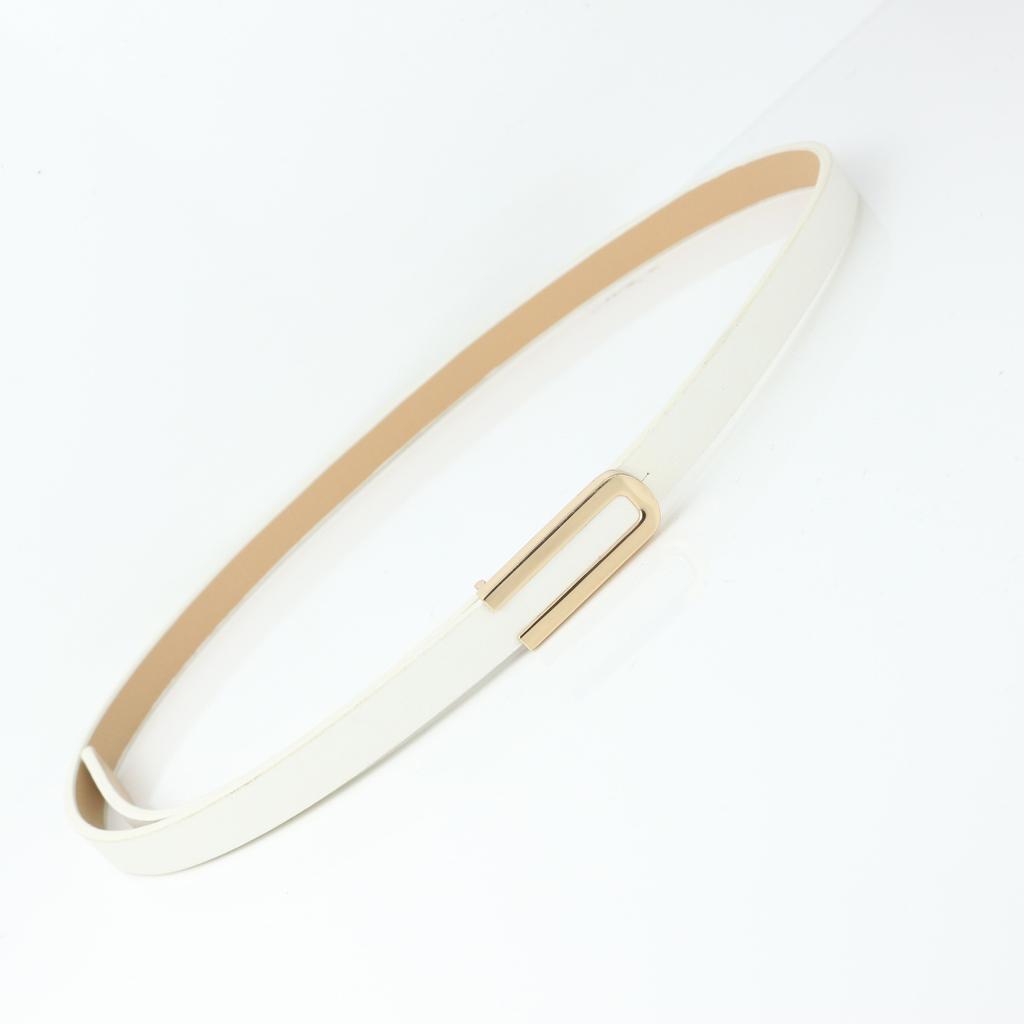 100cm Fashionable and Versatile Black Leather Thin Belt for Women, Decorative Dress Simple Korean Style Suit  White Small Belt
