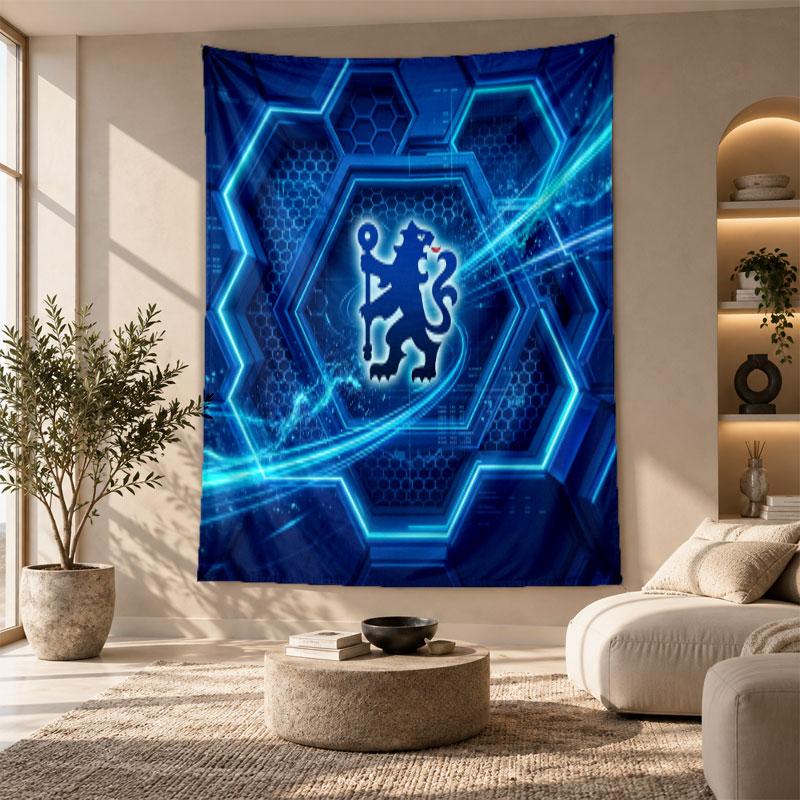 Arazzo Decorativo, Arte da Parete Stampato Chelsea FC, Appeso a Parete Leggero per Sfondo Camera da Letto