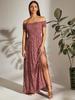 Rochie Pulover 2024 cu un umăr, florală, talie elastică, linie A