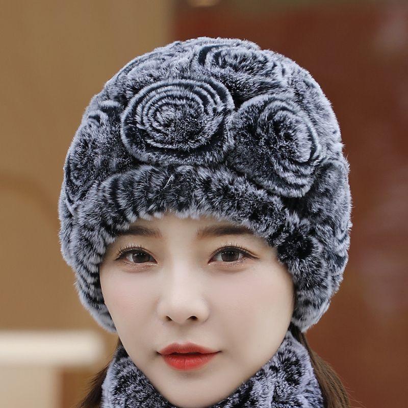 Hut Damenmode Warm Ohrenschutz Strickmütze Schal Set Verdickt