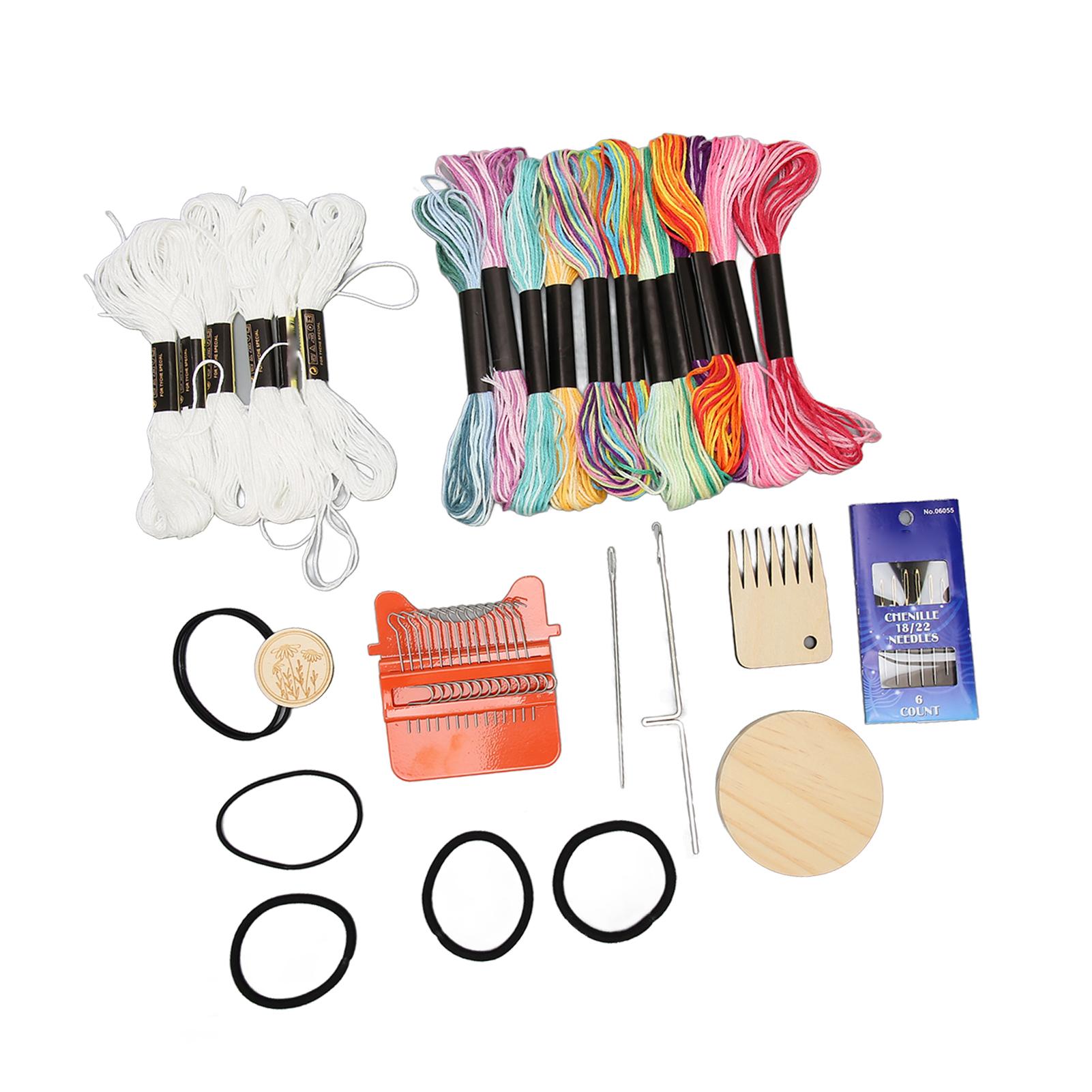 

Мини-ткацкий станок 14 крючков 18 цветов ниток Простота в эксплуатации Портативный мини-ткацкий станок для штопки