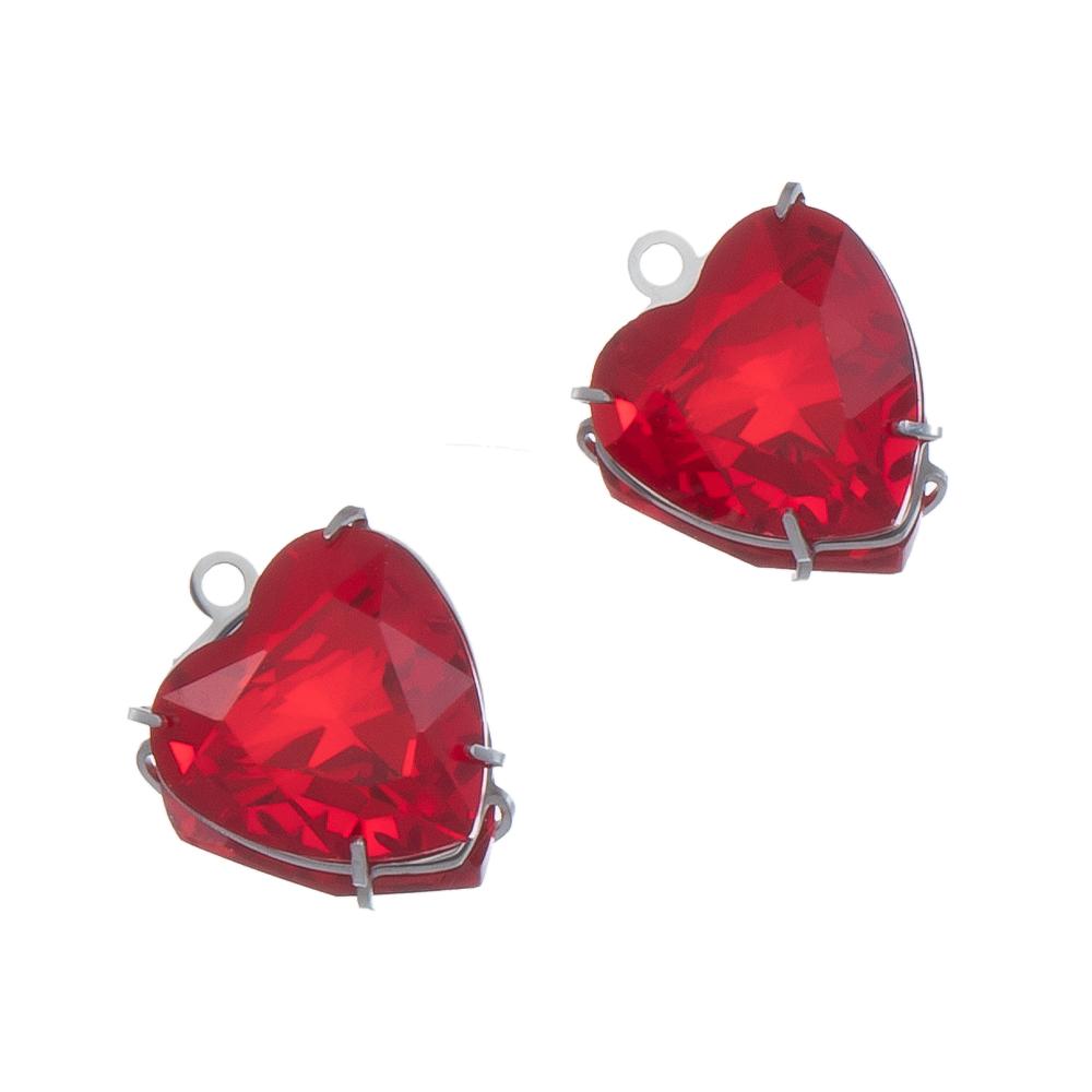 5pcs Stainless Steel Zircon Heart Pendants Base Clear Crystal Charm Beads with Hole for Necklace Making DIY Ear Jewelry Findings