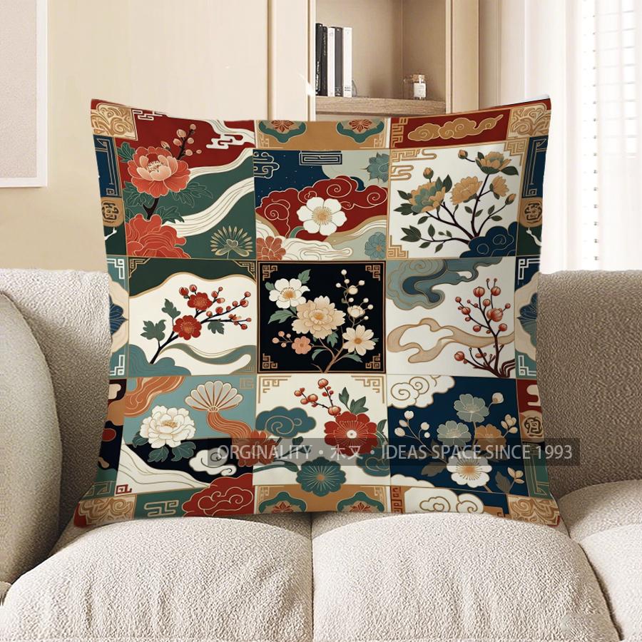 2D Floral & Nature Pattern Decorative Pillow Covers Pattern Cushion Cover Suitable For Sofa Bedroom Car Pillow Cover