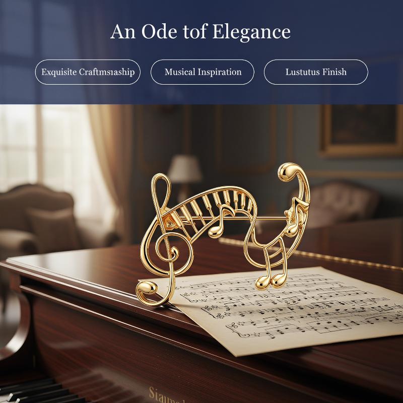 1Pcs Unisex 2-Color Elegant Music Lover Party Office Brooch Pin Metal Musical Note Brooches For Women Gifts