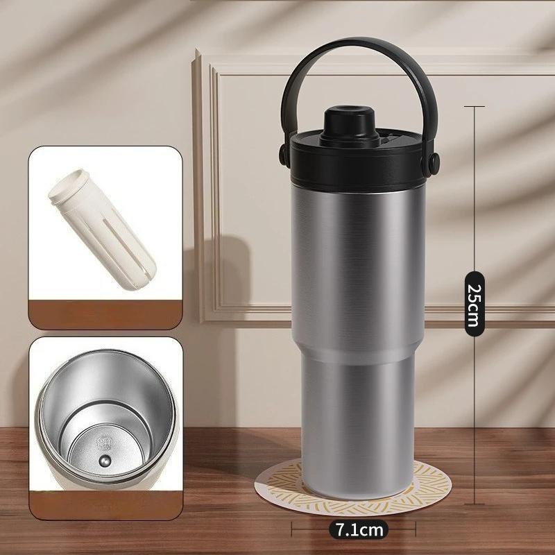 

720ml Double Lid Straw Tumbler with 316 Stainless Steel Inner Thermal Insulated Cup Large Capacity Portable for Car Travel Use 720ML (24OZ)