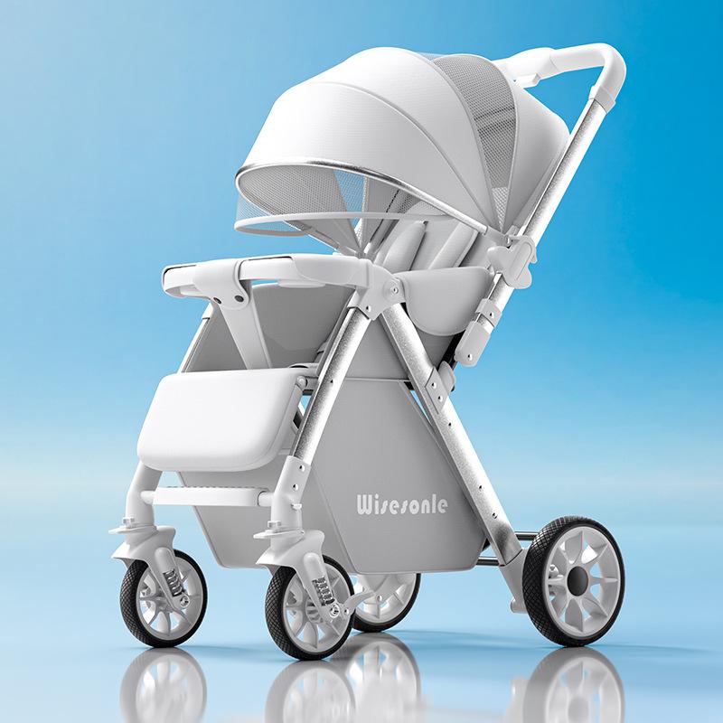 Convertible Lightweight Baby Stroller: High Landscape, Foldable, Shock-Absorbing for Sitting or Lying