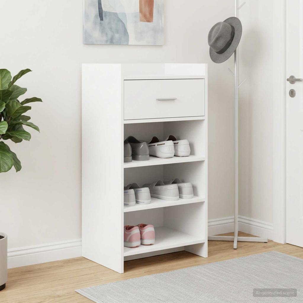 Shoe Cabinet with Drawers White 48 x 36 x 92 cm Engineered Wood