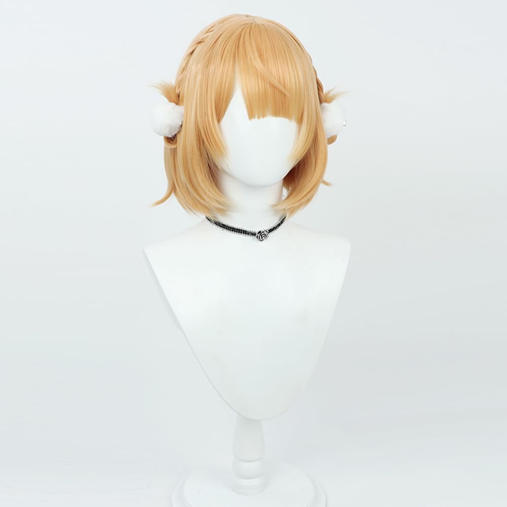 Shigure Ui Cosplay Wig, Gold, Heat-Resistant, with White Hair Accessory, Perfect for Halloween Costumes and Photoshoots