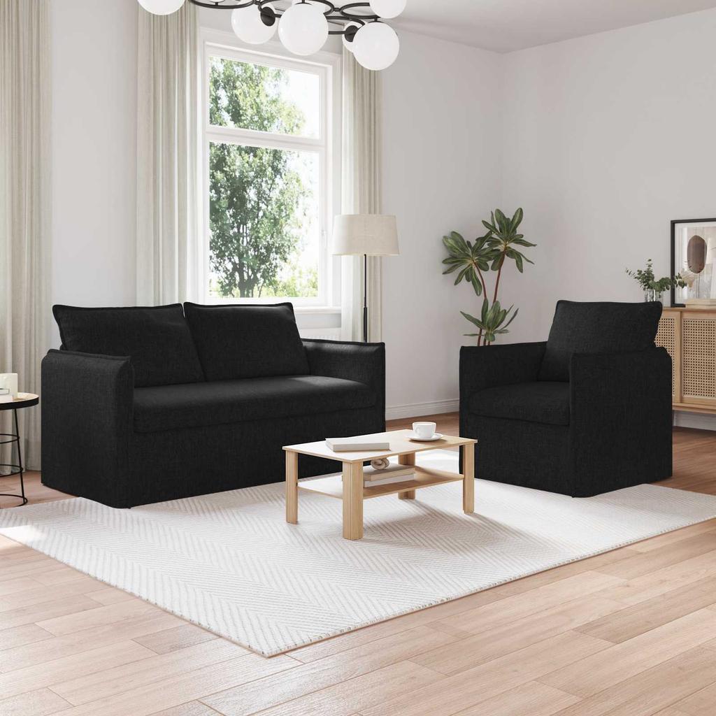 Sofa Set 2 pcs Black 156 x 82 x 85 cm Fabric