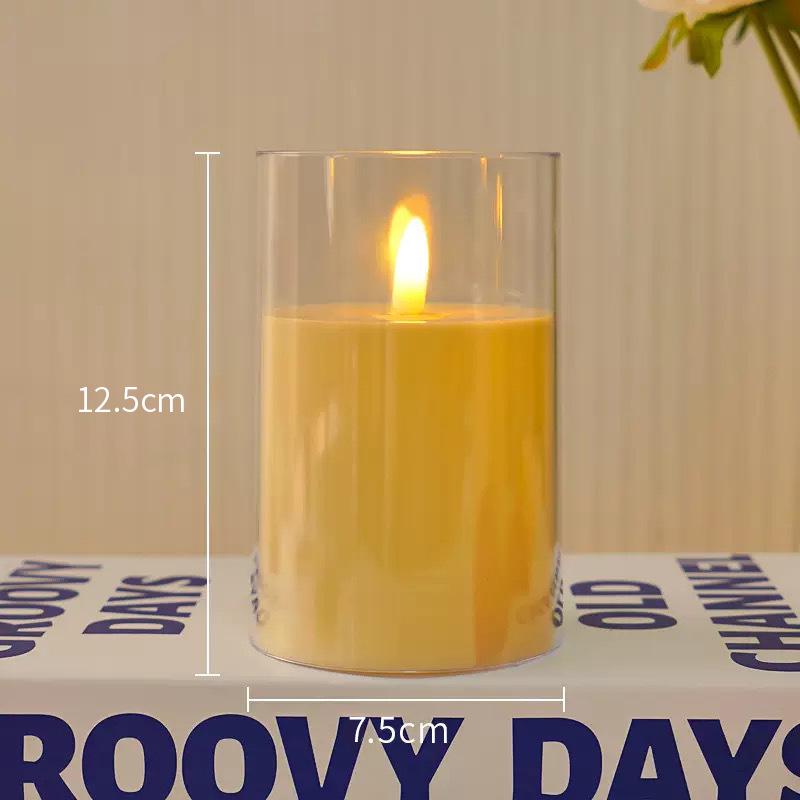 LED Simulierte Kerze mit Acrylglasbecher für Weihnachts-, Geburtstags-, Hochzeits-Atmosphärendekoration
