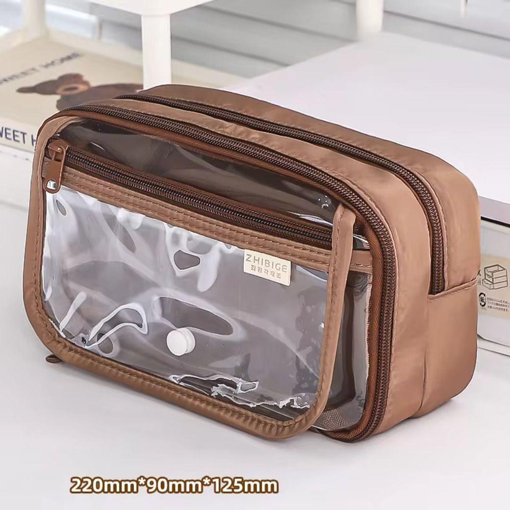 Multi-layer Transparent Pen Bag Zipper Stationery Box Transparent Pencil case  School